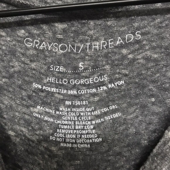 NWT Grayson Threads Tee Womens Size Small Dark Gray Embroidered “Hello Sunshine” - Picture 5 of 6